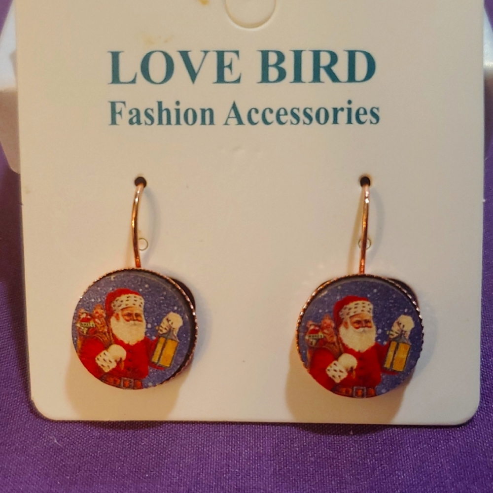 Love Bird Stud Santa Earrings